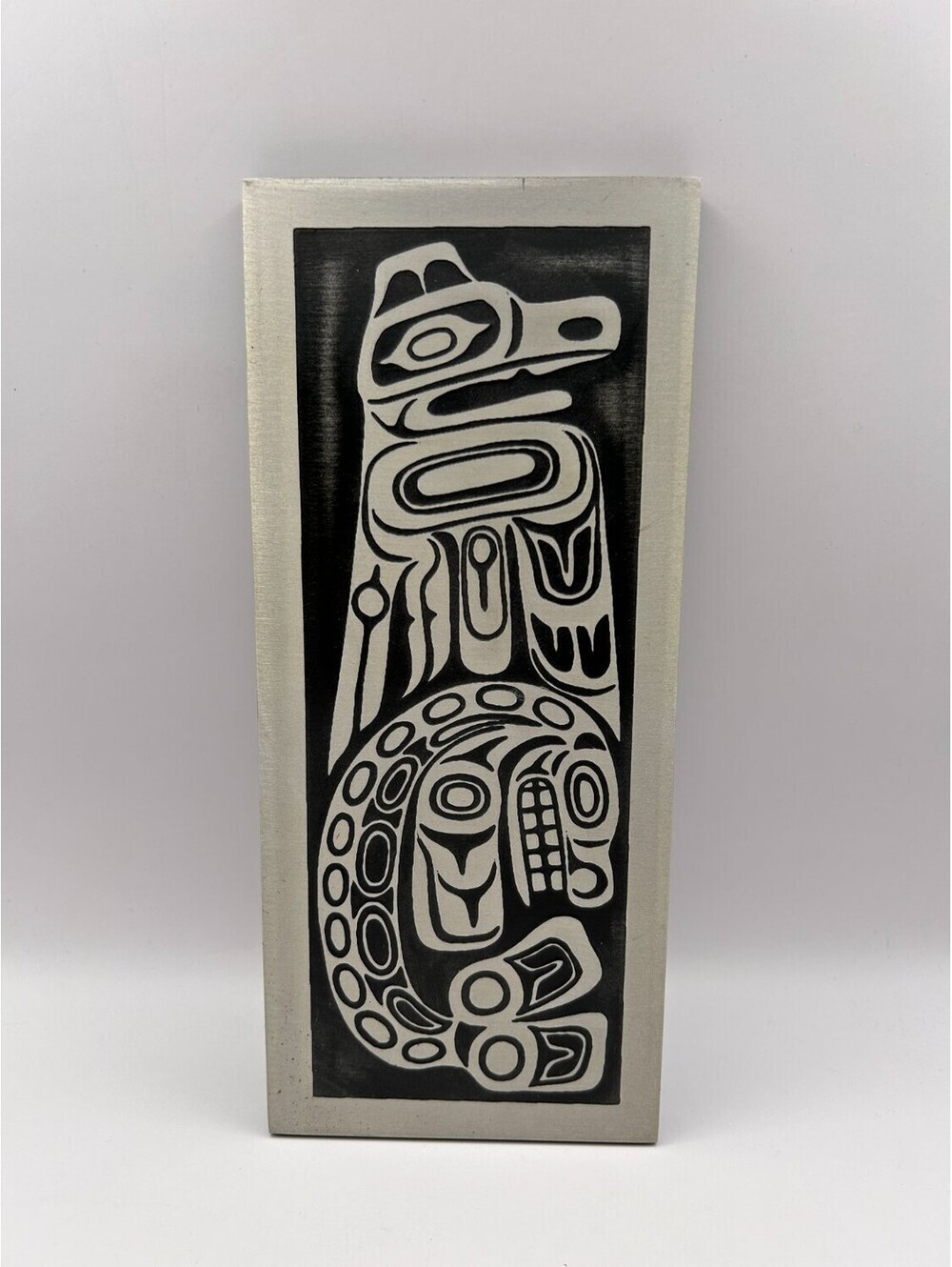 Orchard Studio Thunderbird And Whale Etched Art Plaque Black